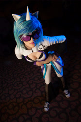 Size: 3744x5616 | Tagged: safe, artist:jimthecactus, artist:pyrotempertantrum, dj pon-3, vinyl scratch, human, belly button, converse, cosplay, irl, irl human, photo, solo