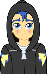 Size: 712x1121 | Tagged: safe, artist:cloudyglow, flash sentry, better together, equestria girls, blushing, clothes, cutie mark on clothes, hoodie, looking at you, male, simple background, smiling, transparent background, vector