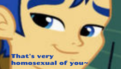 Size: 1873x1080 | Tagged: safe, edit, edited screencap, editor:apex soundwave, screencap, flash sentry, equestria girls, equestria girls (movie), implied gay, male, reaction image, solo