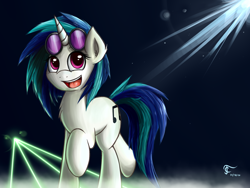 Size: 2000x1500 | Tagged: safe, artist:thunder chaser, dj pon-3, vinyl scratch, pony, unicorn, glasses off, happy, smiling, solo