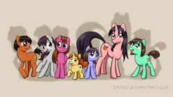 Size: 1920x1080 | Tagged: safe, artist:empyu, earth pony, pegasus, pony, unicorn, aida kaori, azumanga daioh, kagura, kaorin, kasuga ayumu, mihama chiyo, mizuhara koyomi, osaka, ponified, sakaki, takino tomo