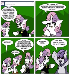 Size: 2478x2646 | Tagged: safe, artist:pembroke, sweetie belle, ask meanie belle, comic, meanie belle, self ponidox, solo, sweetiepoo, tumblr