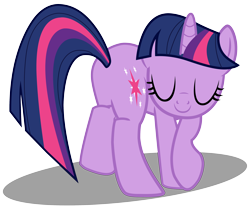 Size: 3150x2733 | Tagged: safe, artist:kwark85, derpibooru import, twilight sparkle, unicorn twilight, unicorn, behaving like a cat, butt, flexible, plot, simple background, solo, transparent background, twibutt, vector