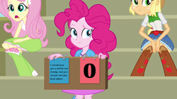 Size: 1280x720 | Tagged: safe, edit, edited screencap, screencap, applejack, fluttershy, pinkie pie, equestria girls, equestria girls (movie), score cards, scoreboard