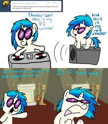 Size: 1152x1318 | Tagged: safe, artist:radhannah, dj pon-3, vinyl scratch, pony, unicorn, ask, ask filly vinyl, dinkleberg, filly, if i had one, reference, the fairly oddparents, tumblr, wubonry
