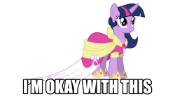 Size: 1280x720 | Tagged: safe, artist:krusiu42, artist:kwark85, derpibooru import, twilight sparkle, alicorn drama, clothes, coronation dress, drama, drama bait, dress, image macro, meme, old drama, princess, solo, the duck goes kwark, whining