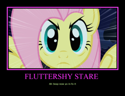 Size: 744x575 | Tagged: safe, artist:harryxluna03244, screencap, fluttershy, pegasus, pony, stare master, motivational poster, solo, stare, the stare