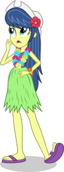 Size: 596x1602 | Tagged: safe, artist:punzil504, fiddlesticks, octavia melody, equestria girls, apple family member, clothes, equestria girls-ified, feet, grass skirt, hawaiian flower in hair, hula, hulasticks, lei, recolor, simple background, skirt, solo, transparent background, vector