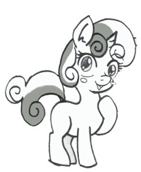 Size: 407x497 | Tagged: safe, artist:anibaruthecat, sweetie belle, pony, unicorn, female, filly, monochrome, solo, white coat