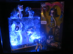 Size: 1600x1200 | Tagged: safe, dj pon-3, vinyl scratch, equestria girls, brushable, collection, display, doll, funko, mcdonald's happy meal toys, misb, much vinyl, ponied up, san diego comic con, shrine, toy