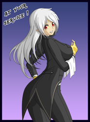 Size: 2600x3500 | Tagged: safe, artist:zantyarz, discord, eris, human, butler, humanized, light skin, rule 63, solo