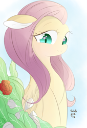 Size: 611x900 | Tagged: safe, artist:tohupo, fluttershy, pegasus, pony, female, mare, smiling, solo