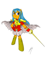 Size: 2354x2907 | Tagged: safe, artist:sadnessguy, pony, bipedal, crossover, eirika, fire emblem, fire emblem: the sacred stones, ponified, simple background, solo, sword, weapon, white background