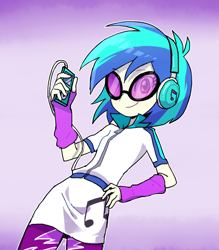 Size: 700x800 | Tagged: dead source, safe, artist:baekgup, dj pon-3, vinyl scratch, equestria girls, rainbow rocks, headphones, solo, sunglasses