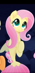 Size: 271x571 | Tagged: safe, screencap, fluttershy, seapony (g4), my little pony: the movie, cropped, cute, female, seaponified, seapony fluttershy, shyabetes, smiling, species swap