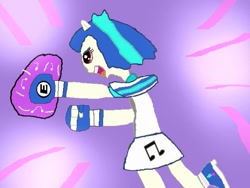 Size: 645x484 | Tagged: source needed, safe, artist:shafty817, dj pon-3, vinyl scratch, equestria girls, boxing, breakdance dojo, breakdance martial arts, eared humanization, exeron fighters, exeron gloves, fight, fighter, fighting clothes, fighting game, humanized, martial arts, ponied up, pony ears, punch, red eyes, special moves, wub-a-dub punch!