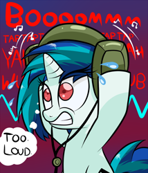 Size: 900x1050 | Tagged: safe, artist:mister-markers, dj pon-3, vinyl scratch, pony, unicorn, headphones, loud, solo