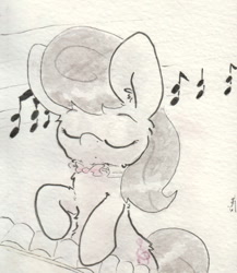 Size: 690x794 | Tagged: safe, artist:slightlyshade, octavia melody, earth pony, pony, black mane, female, gray coat, mare, solo, traditional art