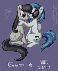 Size: 400x488 | Tagged: safe, artist:amyjsmylie, dj pon-3, octavia melody, vinyl scratch, earth pony, pony, cute