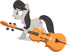 Size: 7637x5620 | Tagged: safe, artist:caliazian, octavia melody, earth pony, pony, slice of life (episode), absurd resolution, background pony, bowtie, cello, long mane, musical instrument, open mouth, simple background, solo, transparent background, vector