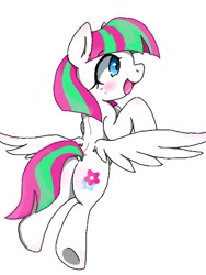 Size: 480x640 | Tagged: safe, artist:azurepicker, blossomforth, pegasus, pony, adoraforth, cute, simple background, solo, spread wings, white background, wings
