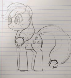 Size: 2456x2672 | Tagged: safe, artist:tex, applejack, earth pony, pony, lined paper, pencil drawing, sketch, solo, traditional art