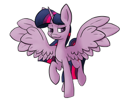 Size: 3724x3028 | Tagged: safe, artist:whazzam95, derpibooru import, twilight sparkle, twilight sparkle (alicorn), alicorn, pony, female, high res, mare, simple background, smug, smuglight sparkle, solo, spread wings, transparent background, wings