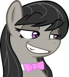 Size: 1000x1123 | Tagged: safe, artist:haetran, artist:reiduran, octavia melody, earth pony, pony, bowtie, female, mare, reaction image, simple background, smiling, smirk, smug, solo, teeth, transparent background, vector