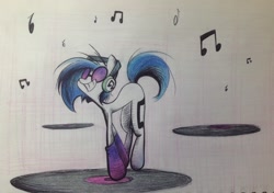 Size: 2448x1726 | Tagged: safe, artist:virtualsketcher, dj pon-3, vinyl scratch, pony, unicorn, music, music notes