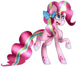 Size: 1110x987 | Tagged: safe, artist:gothicgirl2717, pinkie pie, pony, power, rainbow, simple background, solo, white background