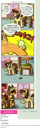 Size: 571x1803 | Tagged: safe, artist:emlan, apple bloom, applejack, big macintosh, granny smith, oc, oc:pear blossom, earth pony, pony, the perfect pear, 4koma, apple family, apple mafia, apple siblings, appul, baseball bat, cart, comic, dark comedy, food, freckles, harsher in hindsight, hat, hilarious in hindsight, intimidating, irony, italian, mafia, male, misspelling, pear, ponyville, punch, scared, scary, stall, stallion, sweat, that pony sure does hate pears, this will end in pain, wrong neighborhood