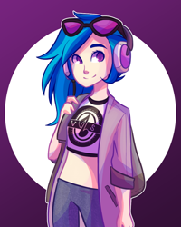 Size: 800x1000 | Tagged: safe, artist:looji, dj pon-3, vinyl scratch, human, humanized, midriff