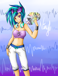 Size: 1280x1656 | Tagged: safe, artist:iikiui, dj pon-3, vinyl scratch, human, belly button, humanized, midriff, solo