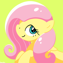 Size: 1200x1200 | Tagged: safe, artist:kemofoo, fluttershy, pegasus, pony, cute, female, mare, shyabetes, simple background, smiling, solo