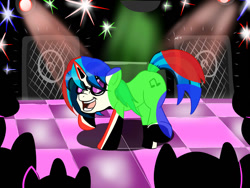 Size: 1200x900 | Tagged: safe, artist:sonikku001, dj pon-3, vinyl scratch, pony, unicorn, dance floor, dancing, solo