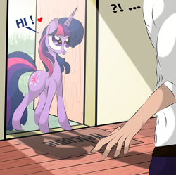 Size: 2313x2304 | Tagged: safe, artist:v-d-k, derpibooru import, twilight sparkle, human, cute, dialogue, heart, open mouth, smiling, surprised