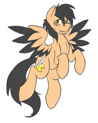 Size: 800x1000 | Tagged: safe, artist:pitchpatch, oc, oc only, oc:playbitz, pegasus, pony, colored wings, multicolored wings, simple background, white background