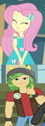 Size: 466x1292 | Tagged: safe, edit, edited screencap, screencap, flash sentry, fluttershy, sandalwood, better together, equestria girls, friendship games, female, geode of fauna, magical geodes, male, offscreen character, sandalshy, shipping, straight