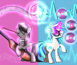 Size: 600x504 | Tagged: safe, artist:ognifireheart, dj pon-3, octavia melody, vinyl scratch, earth pony, pony, backwards cutie mark, duo