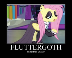 Size: 750x600 | Tagged: safe, fluttershy, pegasus, pony, fake it 'til you make it, female, fluttergoth, mare, motivational poster