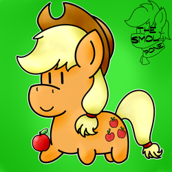 Size: 2500x2500 | Tagged: safe, artist:heart-pallette, artist:heartpallete, applejack, earth pony, pony, apple, clothes, female, food, mare, smolpone, solo