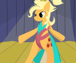 Size: 2400x2000 | Tagged: safe, artist:one$hot, applejack, earth pony, pony, applejewel, bipedal, clothes, dress, female, hooves, leotard, lineless, mare, minimalist, modern art, solo, stage, standing