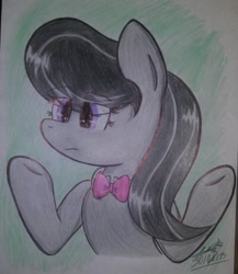 Size: 832x960 | Tagged: safe, artist:girlunicorn, octavia melody, earth pony, pony, black mane, female, gray coat, mare, solo, traditional art