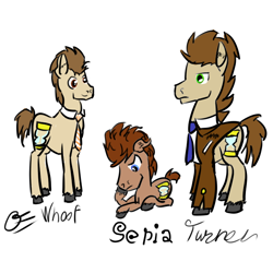 Size: 780x780 | Tagged: safe, artist:gallifreyanequine, doctor whooves, doodle, group photo, multiple doctors, pime taradox, sepia tock, simple background, white background