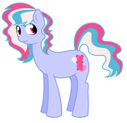 Size: 2448x2368 | Tagged: safe, artist:unoriginai, oc, oc only, oc:gummy bear, earth pony, pony, female, mare, offspring, offspring's offspring, parent:oc:cotton candy, parent:oc:turquoise blitz, parents:oc x oc, simple background, solo, white background