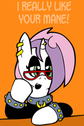 Size: 495x742 | Tagged: safe, artist:pembroke, sweetie belle, ask meanie belle, glasses, meanie belle, solo, tumblr