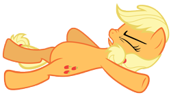 Size: 12500x7000 | Tagged: safe, artist:tardifice, applejack, earth pony, pony, buckball season, absurd resolution, belly, eyes closed, featureless crotch, female, mare, on back, simple background, solo, transparent background, vector