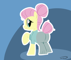 Size: 1995x1688 | Tagged: safe, artist:taurson, fluttershy, pegasus, pony, fake it 'til you make it, clothes, female, flutterbutt, hair bun, plot, severeshy