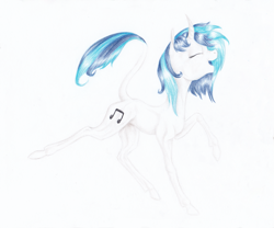 Size: 2835x2362 | Tagged: safe, artist:kayarei, dj pon-3, vinyl scratch, classical unicorn, pony, unicorn, curved horn, leonine tail