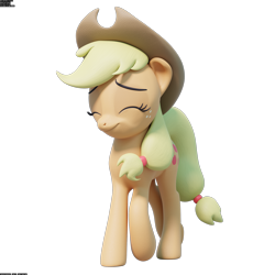 Size: 2048x2048 | Tagged: safe, artist:therealdjthed, applejack, earth pony, pony, 3d, 3d model, blender, cycles, cycles render, eyes closed, female, mare, model:djthed, simple background, smiling, solo, transparent background, walking